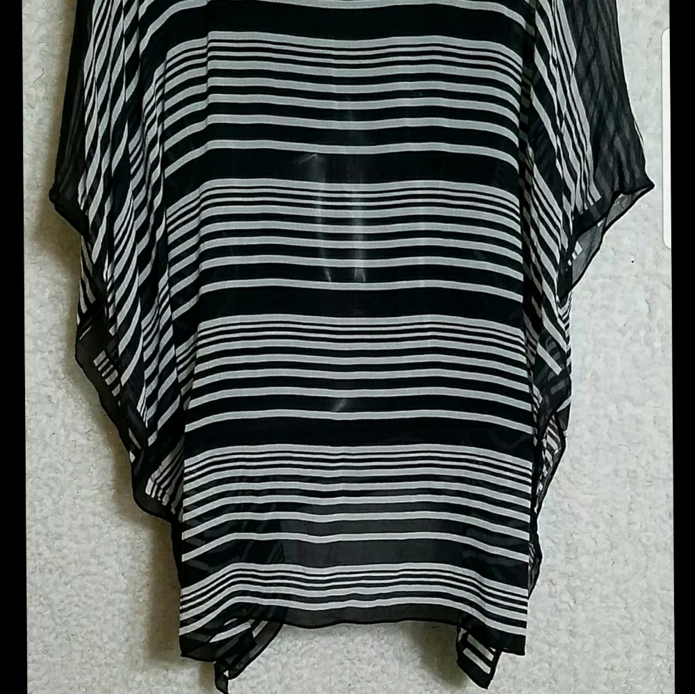 NWOT Talbots Silk Chiffon V Neck Poncho Sheer S/M - Picture 7 of 12